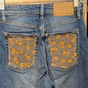 &Denim MOM Jeans High Waist Jeans with Sunflower Pockets Size 2